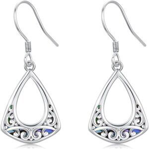 Abalone Filigree Drop Earrings 925 Sterling Silver NWT